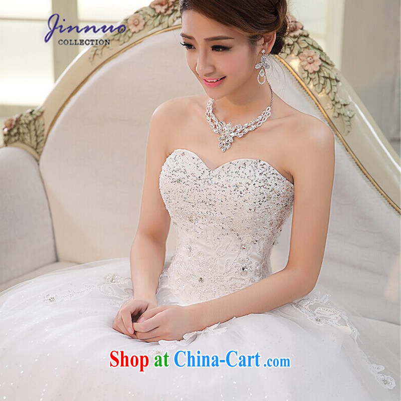 kam world the Hyatt wedding dresses 2014 New Luxury Water drilling Korean Princess Mary Magdalene chest strap white drag and drop dress with long skirt tail wedding bride wedding white XL, Kam world, Yue, shopping on the Internet