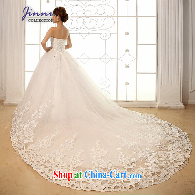 kam world the Hyatt wedding dresses 2014 New Luxury Water drilling Korean Princess Mary Magdalene chest strap white drag and drop dress with long skirt tail wedding bride wedding white XL, Kam world, Yue, shopping on the Internet