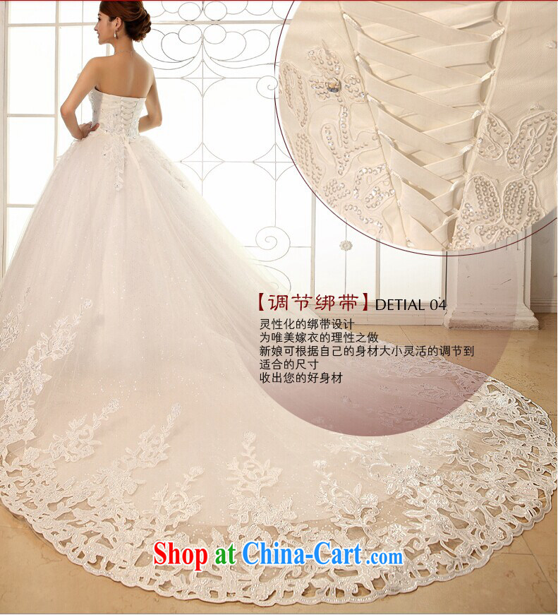 kam world the Hyatt wedding dress 2014 new luxury Korean Princess bride water-soluble lace bare chest strap white peacock-tail water drilling nails Pearl, wedding white XL pictures, price, brand platters! Elections are good character, the national distribution, so why buy now enjoy more preferential! Health
