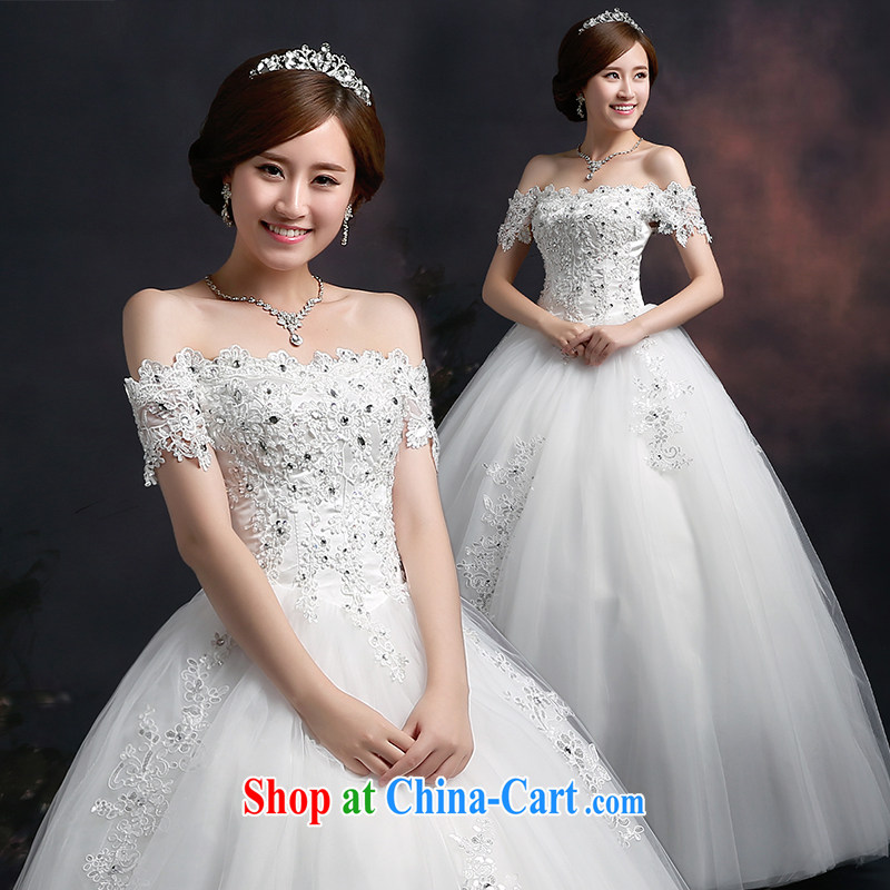 100 the ball 2015 winter new wedding dresses bridal wedding wedding double-shoulder retro lace wedding dresses a shoulder with a strap graphics thin wedding dresses white L