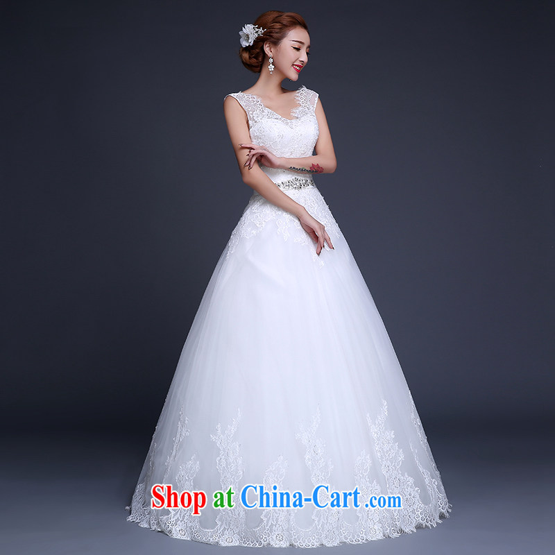 wedding dresses new 2015 Winter Fashion Korean shoulders V for marriages with wedding, tie-cultivating graphics thin wedding dresses white L, 100-ball (Ball Lily), online shopping