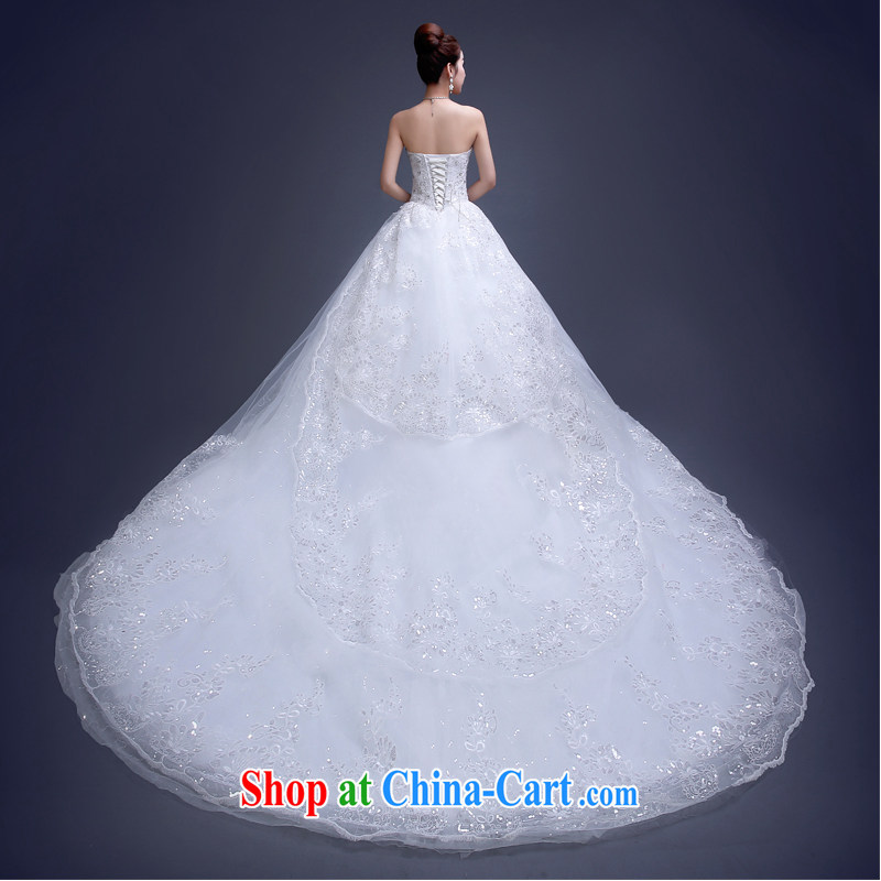wedding dresses new 2015 summer bridal wedding long-tail large code beauty wedding Korean fashion erase chest marriage wedding dresses wood drill glass drill white XL, 100-ball (Ball Lily), online shopping
