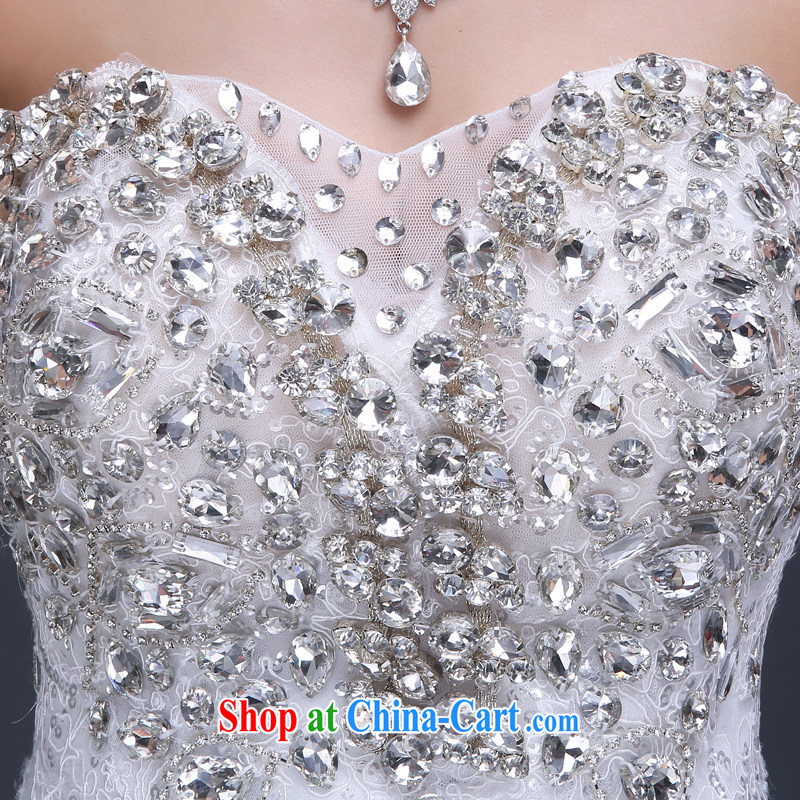 wedding dresses new 2015 summer bridal wedding long-tail large code beauty wedding Korean fashion erase chest marriage wedding dresses wood drill glass drill white XL, 100-ball (Ball Lily), online shopping