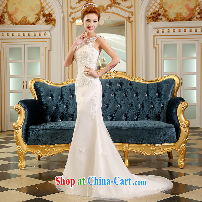 The Vanessa wedding dresses summer 2015 new marriage, wedding, long bare chest wedding crowsfoot tail wedding white lace beauty and stylish wedding female white M (the Chest-gloves and Uganda) and Vanessa (Pnessa), online shopping