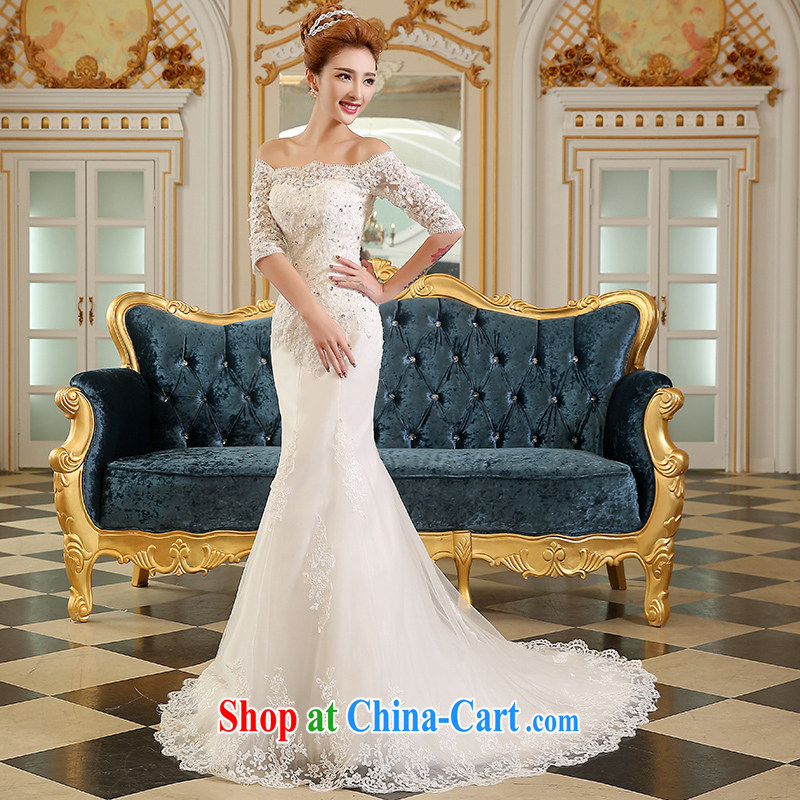 The Vanessa wedding dresses summer 2015 new marriages Wedding Fashion Korean wedding a shoulder-length, wedding white crowsfoot wedding tail wedding white S (A field shoulders, sleeves and stylish, the Vanessa (Pnessa), online shopping
