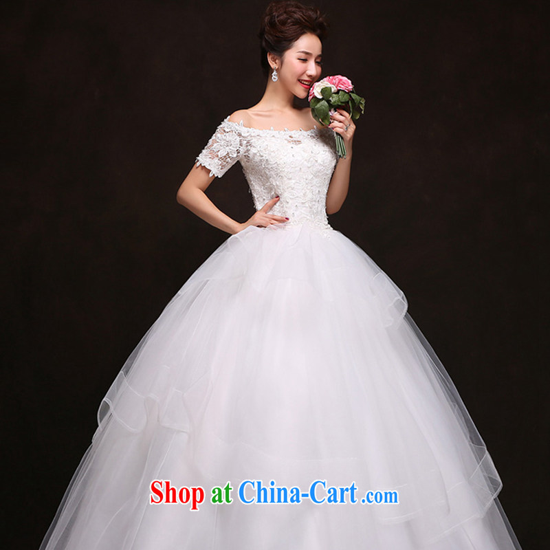 7 color 7 tone Korean version 2015 new luxury lace a shoulder strap with Princess Bride With cuff wedding dresses H 058 white tailored (final) 7 color 7 tone, shopping on the Internet