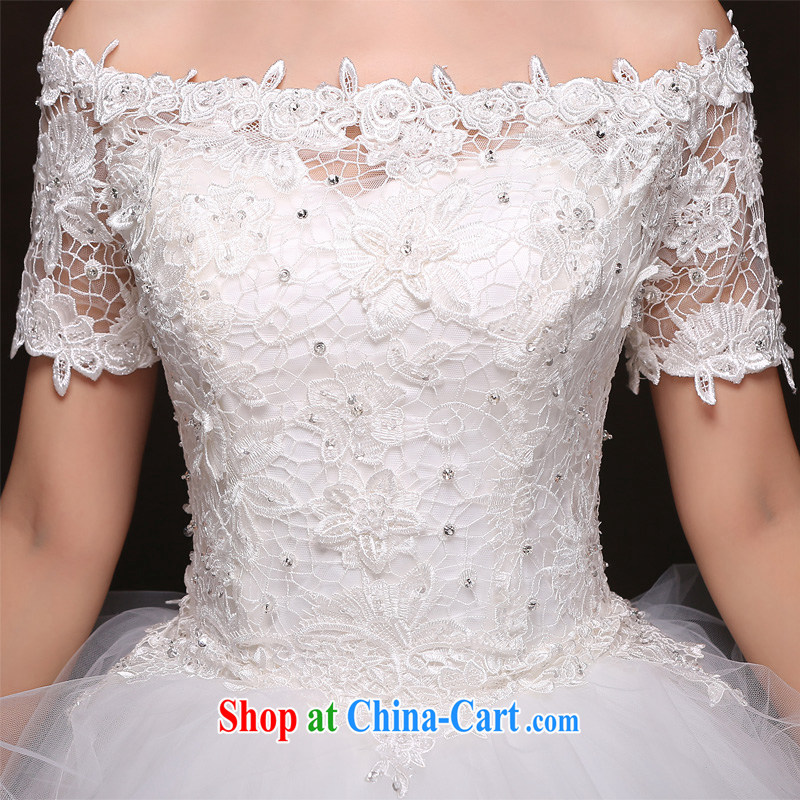 7 color 7 tone Korean version 2015 new luxury lace a shoulder strap with Princess Bride With cuff wedding dresses H 058 white tailored (final) 7 color 7 tone, shopping on the Internet