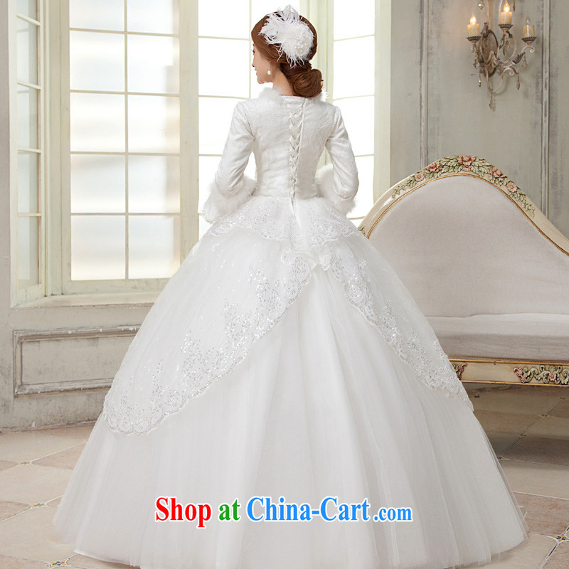 A good service is 2015 winter new bride wedding dress long sleeved shirt with white graphics thin with wedding dress winter clothing white 2XL, good service, and, on-line shopping
