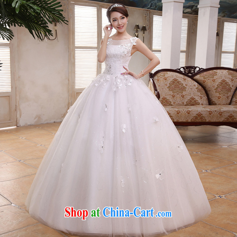 A good service is 2015 new Korean bridal wedding dress a shoulder with white graphics thin wedding dress dress white 2XL