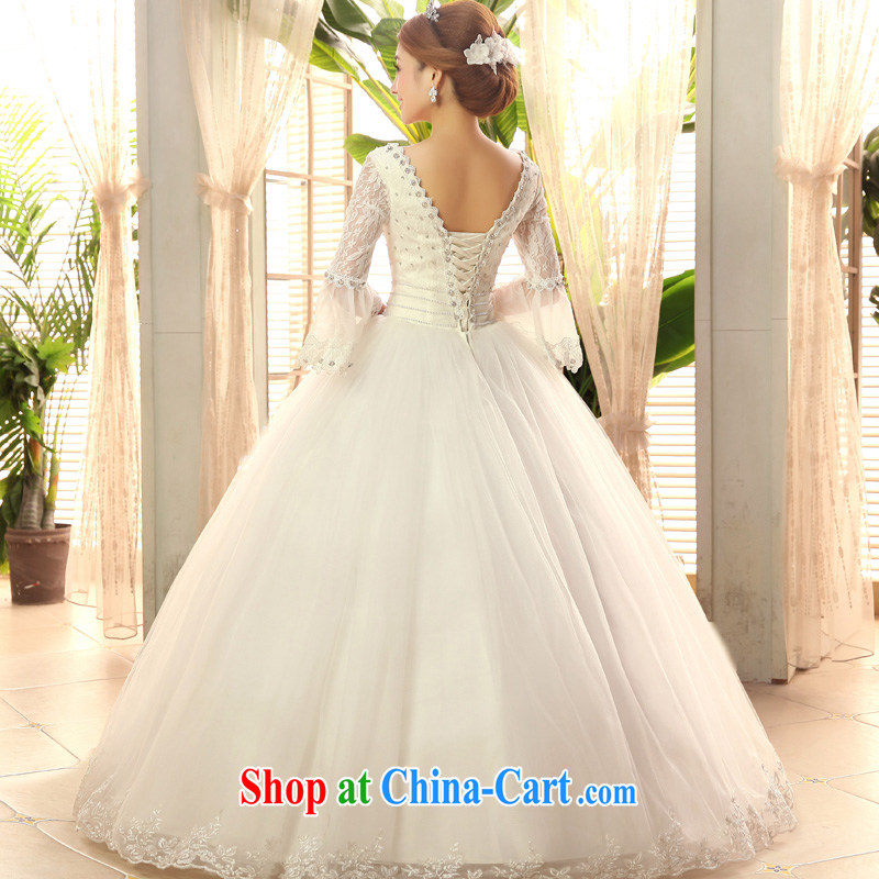 2015 new, serving a good solid Korean Princess horn long-sleeved bridal wedding dress with sweet wedding dress white XXL, good service, and, shopping on the Internet