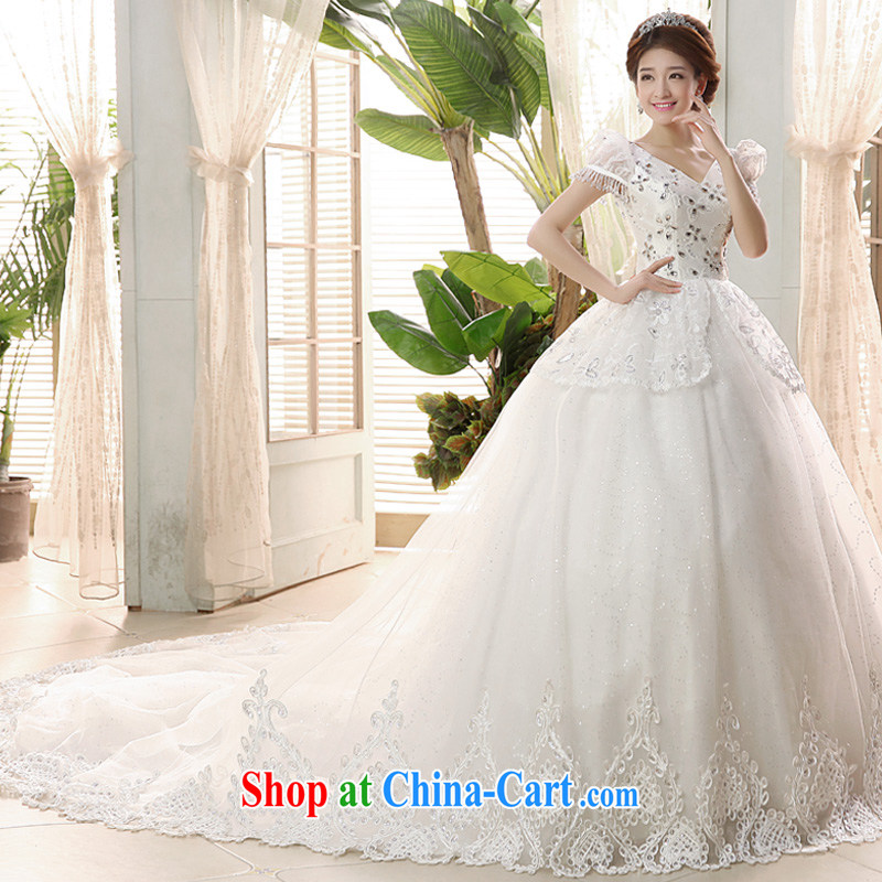 A good service is 2015 new marriages Korean shoulders V collar graphics thin tail sweet wedding dress dress white 4XL
