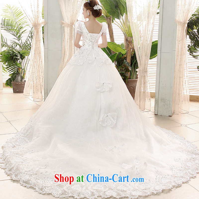 A good service is 2015 new marriages Korean double-shoulder V collar graphics thin-tail sweet wedding dress dress white 4XL, good service, and shopping on the Internet
