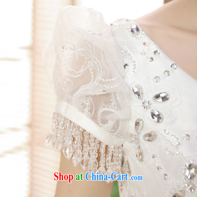 A good service is 2015 new marriages Korean double-shoulder V collar graphics thin-tail sweet wedding dress dress white 4XL, good service, and shopping on the Internet