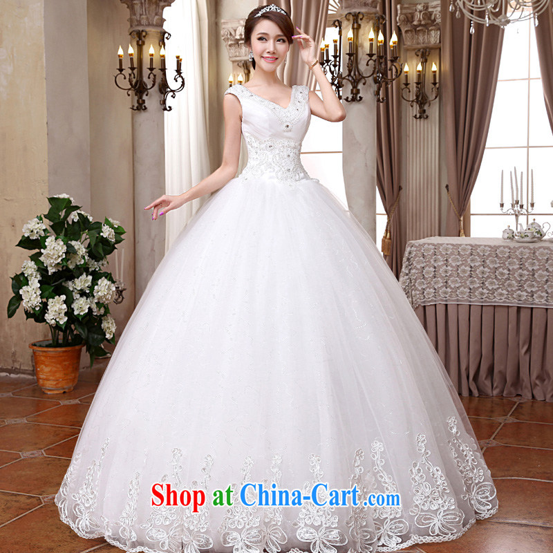 A good service is 2015 new Korean bridal wedding dress Deep V collar double-shoulder with stylish shaggy dress wedding white XXL, good service, and shopping on the Internet