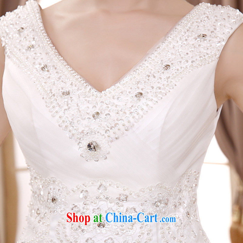 A good service is 2015 new Korean bridal wedding dress Deep V collar double-shoulder with stylish shaggy dress wedding white XXL, good service, and shopping on the Internet