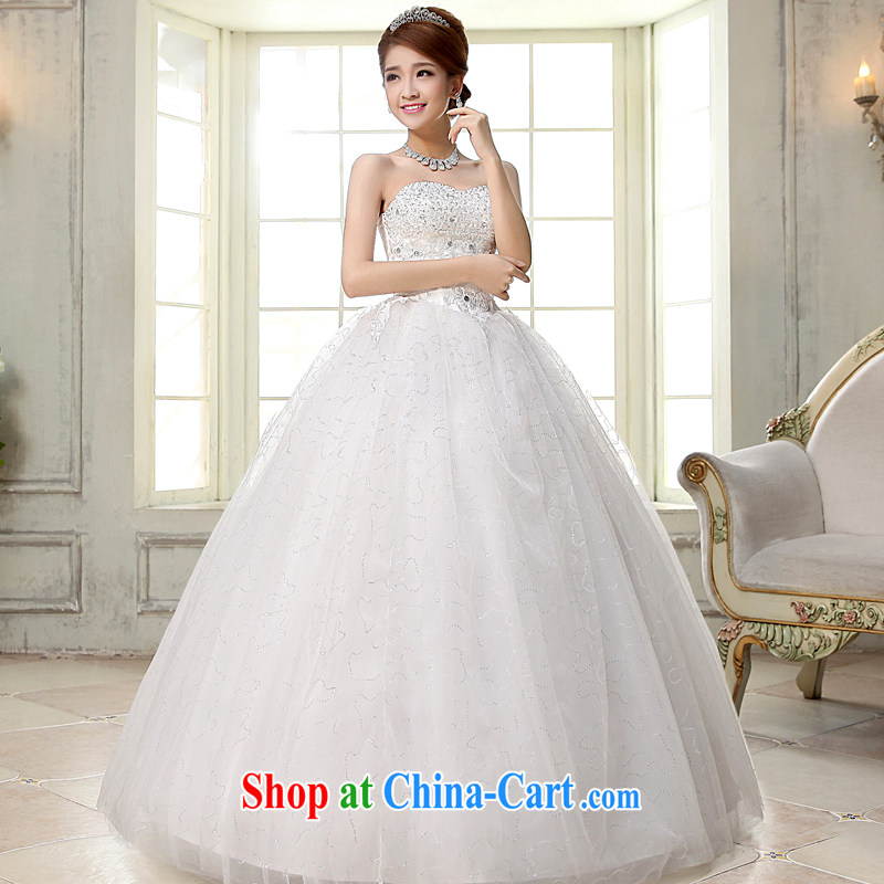 A good service is 2015 new bride wedding dress Korean fashion erase chest shaggy dress with tie graphics thin wedding white XXL