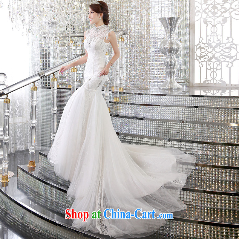 A good service is 2015 new marriages a shoulder back exposed lace sexy and stylish tail wedding dresses white 2XL, good service, and, shopping on the Internet