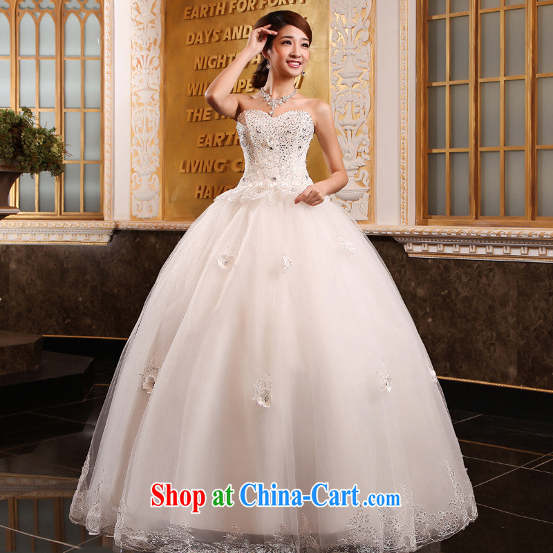 A good service is 2015 new Korean bridal fashion wiped his chest, wedding dress lace inserts drill simple wedding dress white 4XL