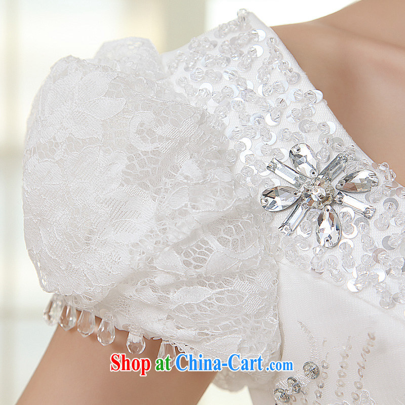 A good service is 2015 new Korean bridal wedding dress a shoulder-shoulder bubble cuff with shaggy dress wedding white 4XL, good service, and, shopping on the Internet