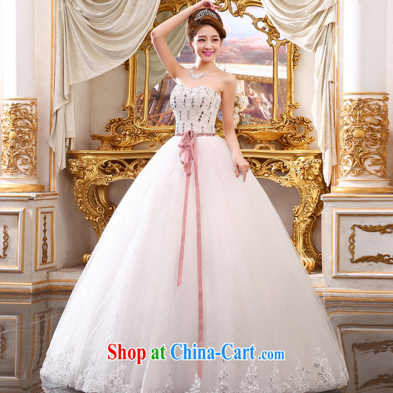 A good service is 2015 new bride wedding dress Korean fashion Princess Mary Magdalene his chest and shaggy dress tie wedding white 4XL, good service, and, shopping on the Internet