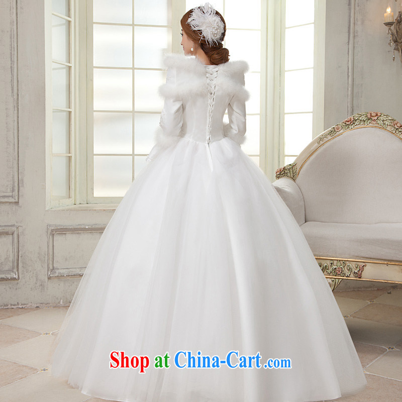 A good service is 2015 new Korean bridal wedding dress winter dual-Koosh collar bow-tie with wedding dress white XXXL, good service, and, on-line shopping