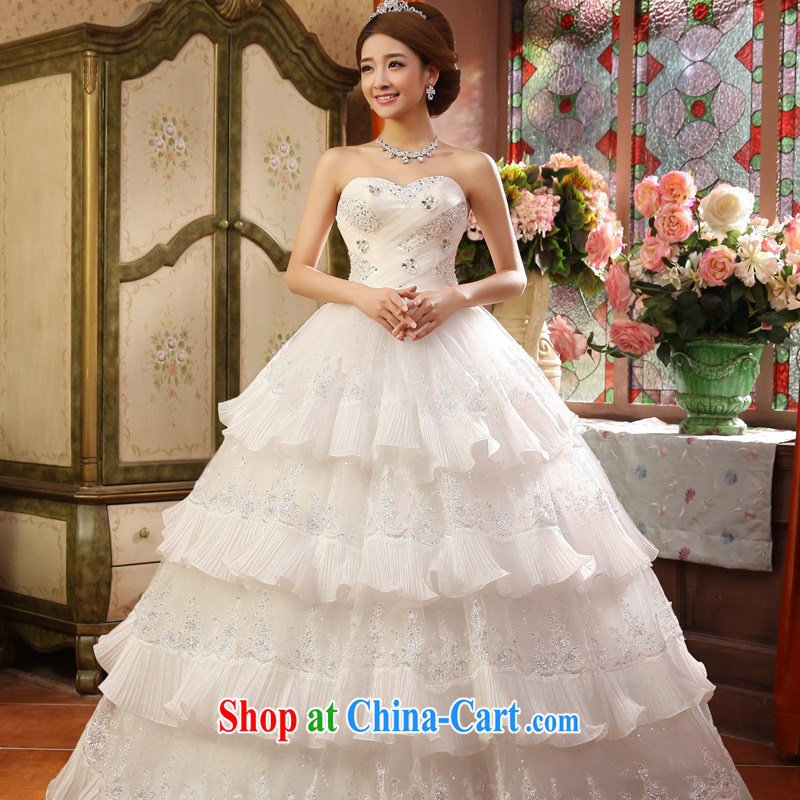 2015 new service was good at Korean fashion Princess Mary Magdalene chest bridal wedding dress with sweet wedding dress, white XXL