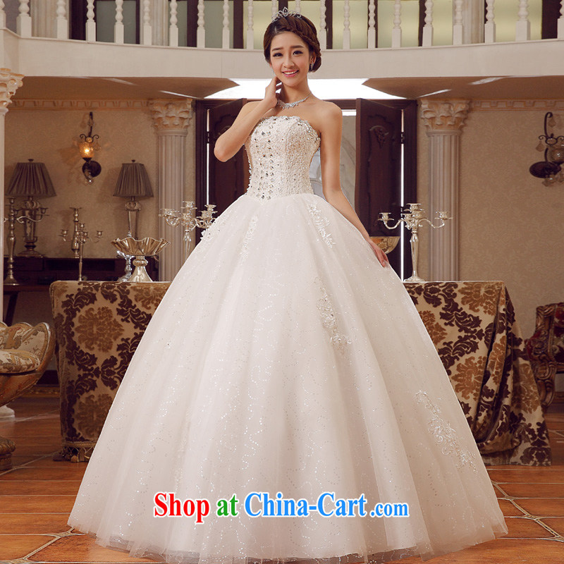 A good service is 2015 new Korean bridal fashion wiped his chest, wedding dress parquet drill tie wedding dress white 4XL