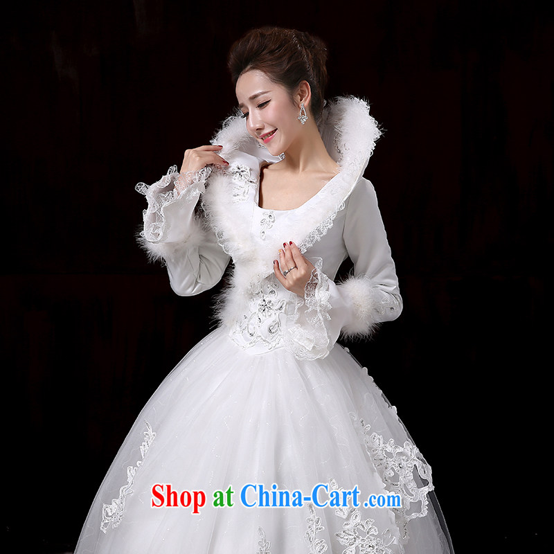Flower Angel Cayman 2014 winter new Korean wedding dresses with long-sleeved the cotton thick marriage warm white wedding canopy skirts XXL, flower Angel (DUOQIMAN), and, on-line shopping