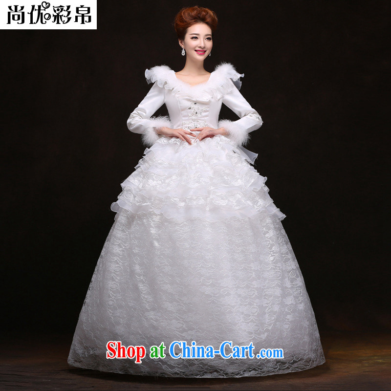 There are optimized color Kingfisher 2014 autumn and winter new wedding dresses thick warm Korean video thin brides field shoulder beauty with 2084 YFTK white XXL
