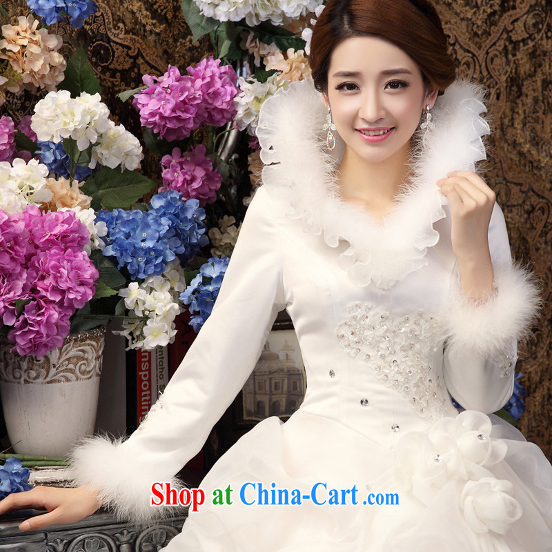 A good service is 2015 new bride Korean Princess wedding dress winter, the Field shoulder lace with wedding dress white XXXL