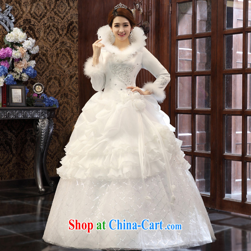 A good service is 2015 new bride Korean Princess wedding dress winter, the Field shoulder lace with wedding dress white XXXL, good service, and, on-line shopping