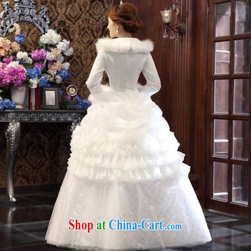 A good service is 2015 new bride Korean Princess wedding dress winter, the Field shoulder lace with wedding dress white XXXL, good service, and, on-line shopping