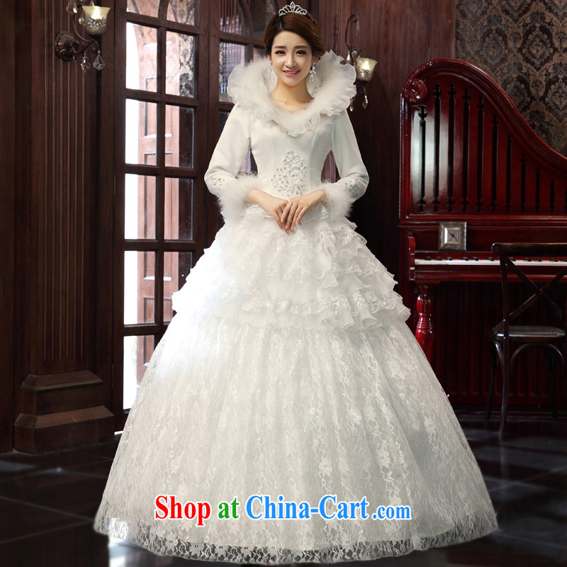 A good service is 2015 new Korean bridal winter for the lace with graphics thin wedding dress wedding dress white XXXL