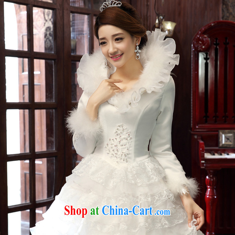 A good service is a 2015 new Korean bridal winter, the collar lace with graphics thin wedding dress wedding dress white XXXL, good service, and shopping on the Internet