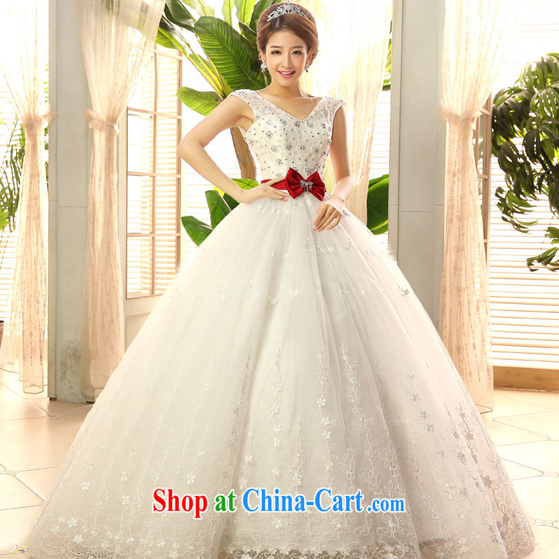 A good service is 2015 new Korean marriages V collar double-shoulder stylish bow-tie with wedding dress dress white XL - pre-sale 5 Day Shipping, good service, and, on-line shopping