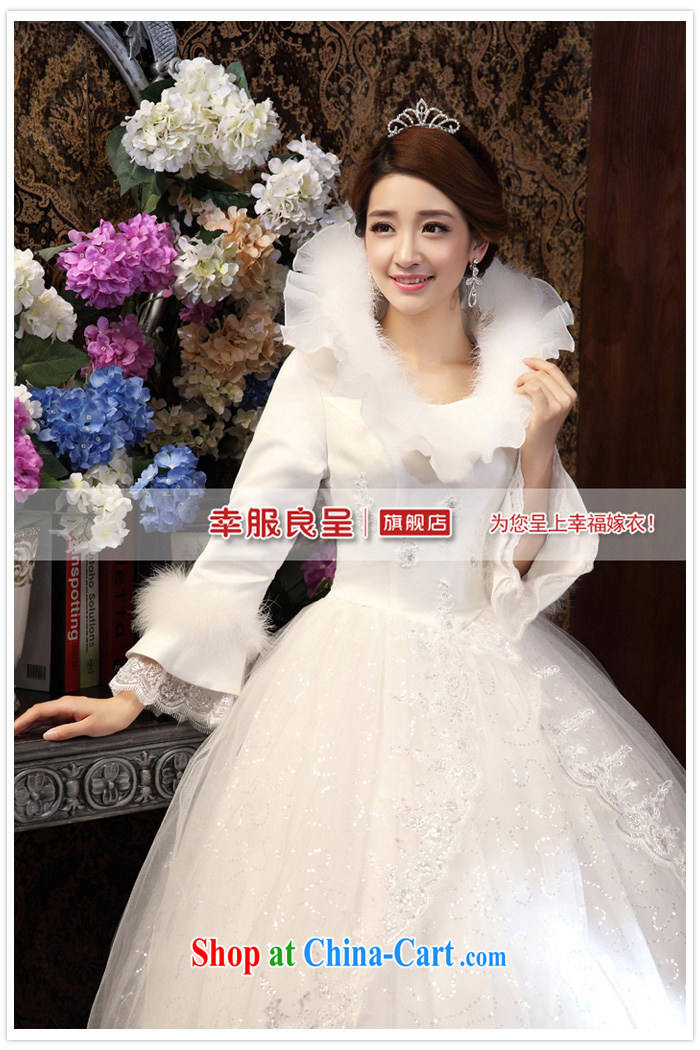 A good service is 2015 new bride winter wedding dress long-sleeved lace-up collar graphics thin with wedding dress white XXXL pictures, price, brand platters! Elections are good character, the national distribution, so why buy now enjoy more preferential! Health