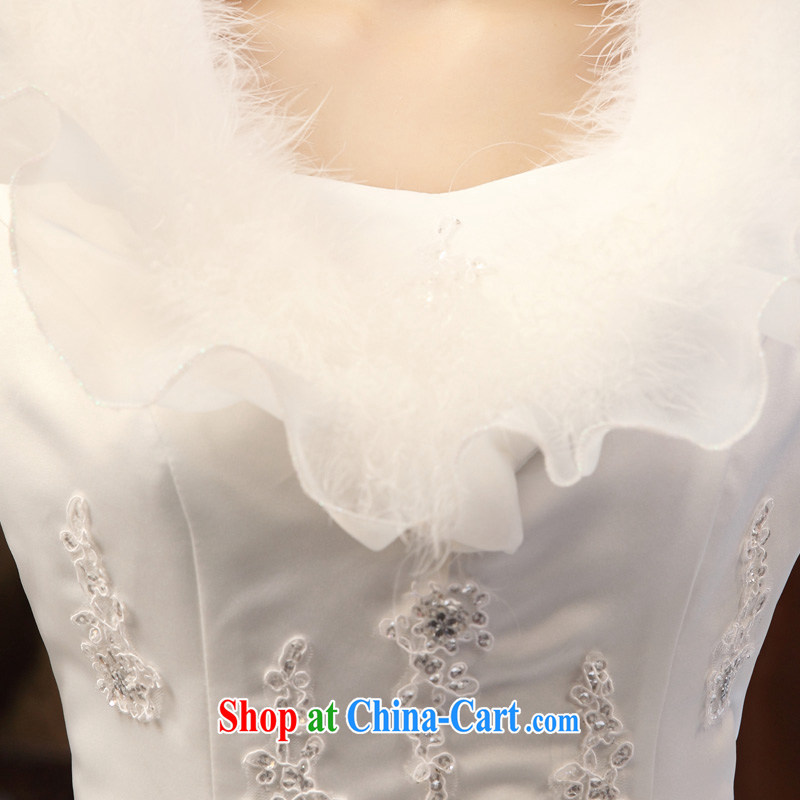 A good service is 2015 new bride's winter wedding dress long-sleeved lace-up collar graphics thin with wedding dress white XXXL, good service, and shopping on the Internet