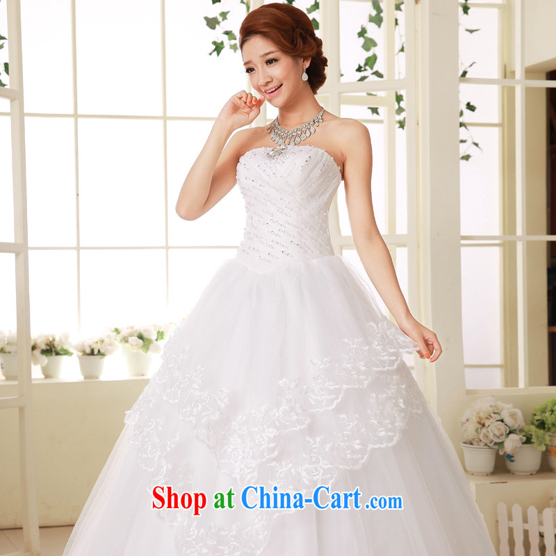 A good service is a Korean-style bridal wedding dress Princess Mary Magdalene chest parquet drill sweet with tie-cultivating wedding dress dress white 4XL, good service, and shopping on the Internet