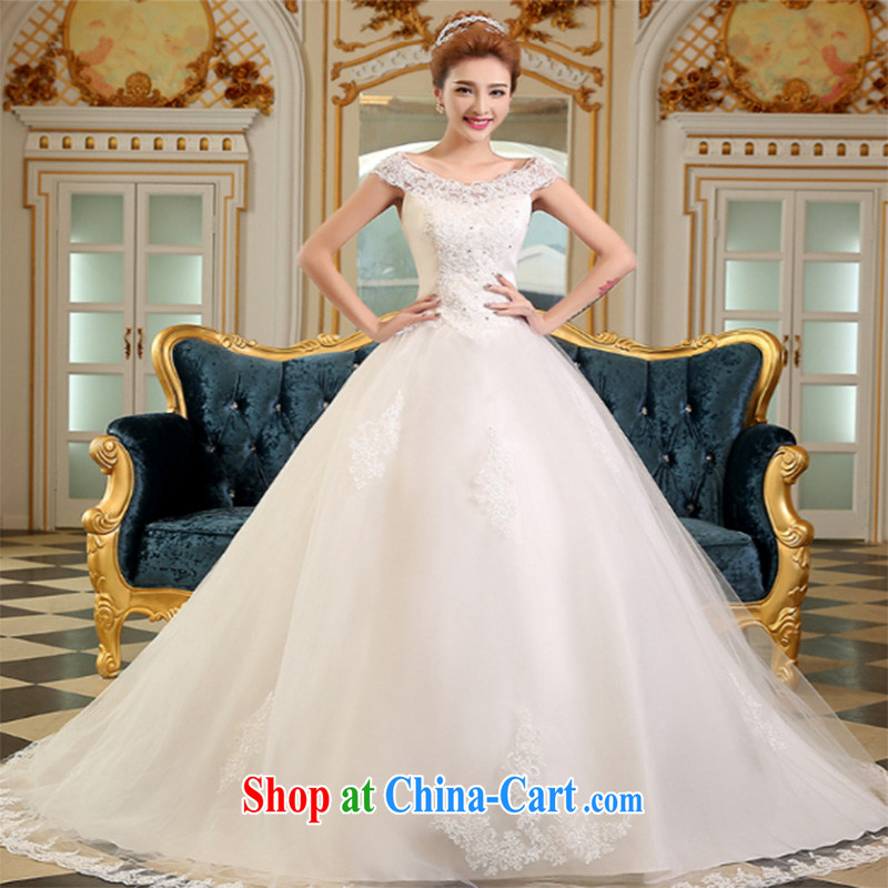 Qi wei wedding dresses shoulders new, summer 2015 stylish Korean brides-tail beauty graphics thin wedding lace large code tie-drill wedding tail white tailored the _50