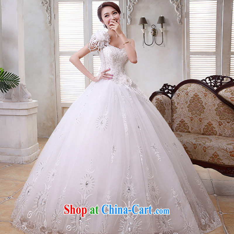 A good service is 2015 new bride Korean wedding dress with single shoulder flower cultivation and stylish wedding dress white XXL, serving a good solid, shopping on the Internet