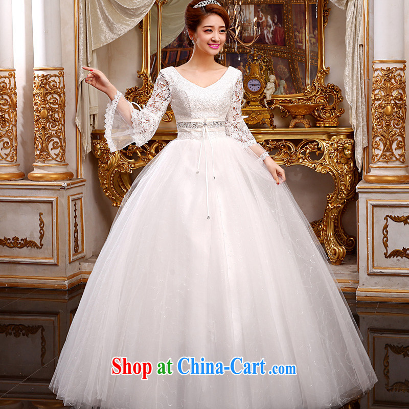 A good service is 2015 new Bridal Fashion a Field shoulder wedding dress lace with Princess tie wedding dress white XXL