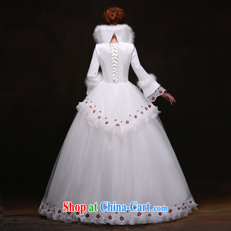 It is also optimized their swords into plowshares winter new long-sleeved with wedding dresses beauty graphics thin Princess shaggy dress wedding YY 3687 white XL, optimize color Baik, shopping on the Internet