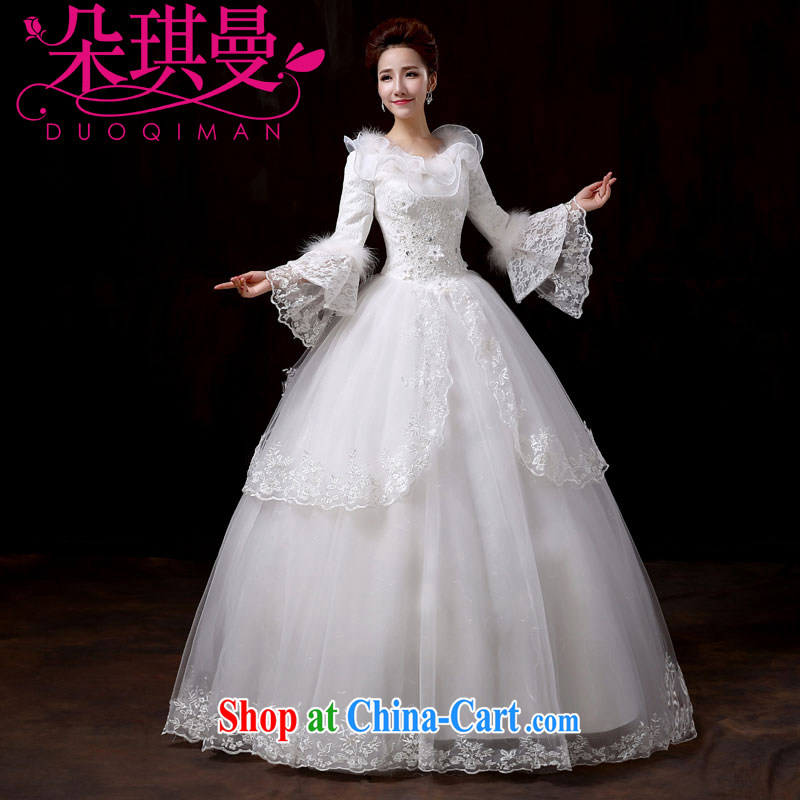 Flower Angel full Cayman wedding dresses new 2014 winter Princess cuff sweet wedding long-sleeved thick Korean version for hair fall and winter, cotton fitted XXL