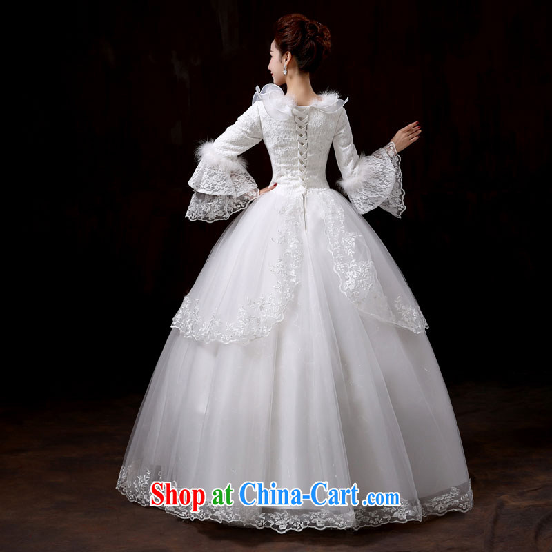 Dora's Angel full Cayman wedding dresses new 2014 winter Princess Margaret cuff sweet wedding long-sleeved thick Korean version for hair fall and winter, with cotton XXL, flower Angel (DUOQIMAN), online shopping