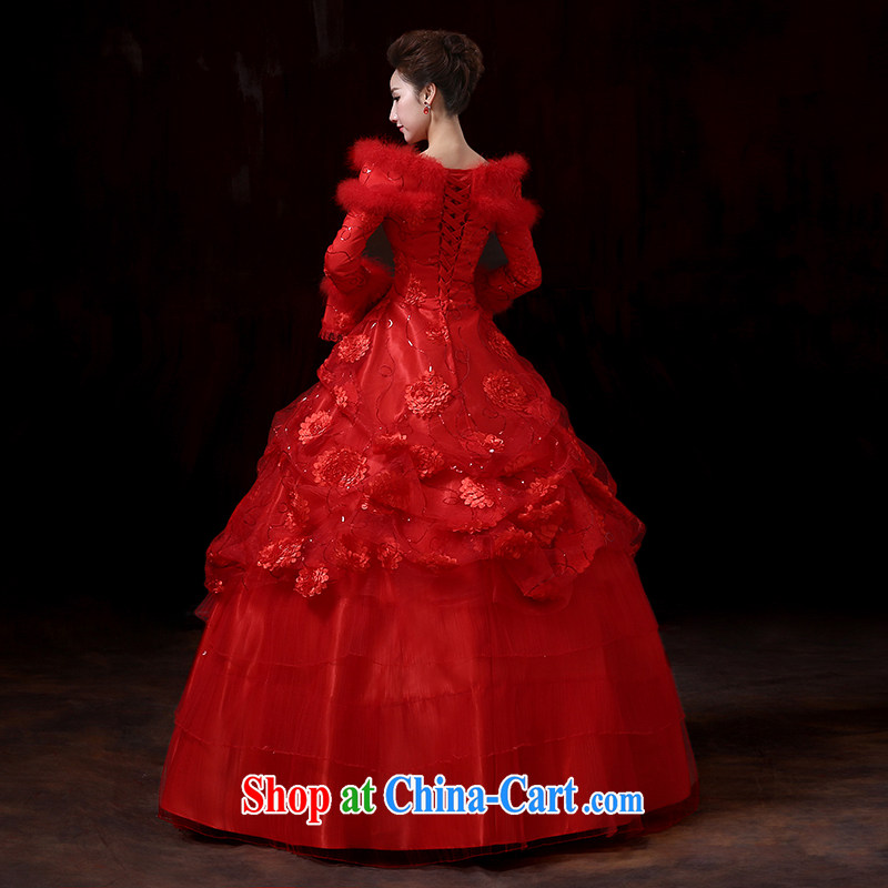 Baby bridal new 2014 winter long-sleeved wool collar thick strap quilted wedding winter clothing red wedding marriages served toast XXL, my dear bride (BABY BPIDEB), online shopping