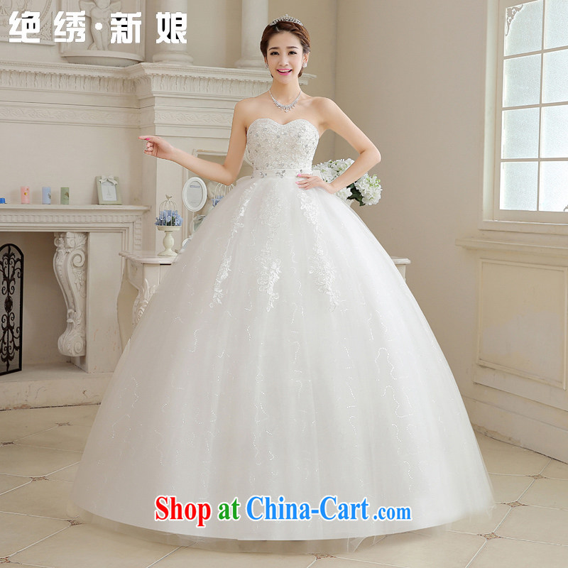There is a bride's spring and summer new 2015 modern Korean parquet drill erase chest high waist larger graphics thin with pregnant women bridal wedding white XXXL