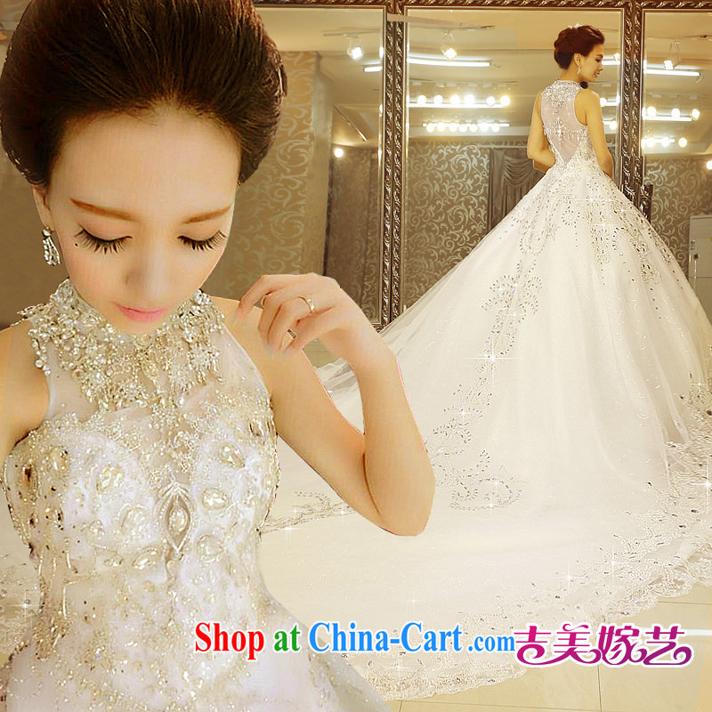 Jimmy married arts wedding dresses 2015 new Korean version is also crystal diamond shaggy dress tail 7683 bridal wedding 2M tail XXXL