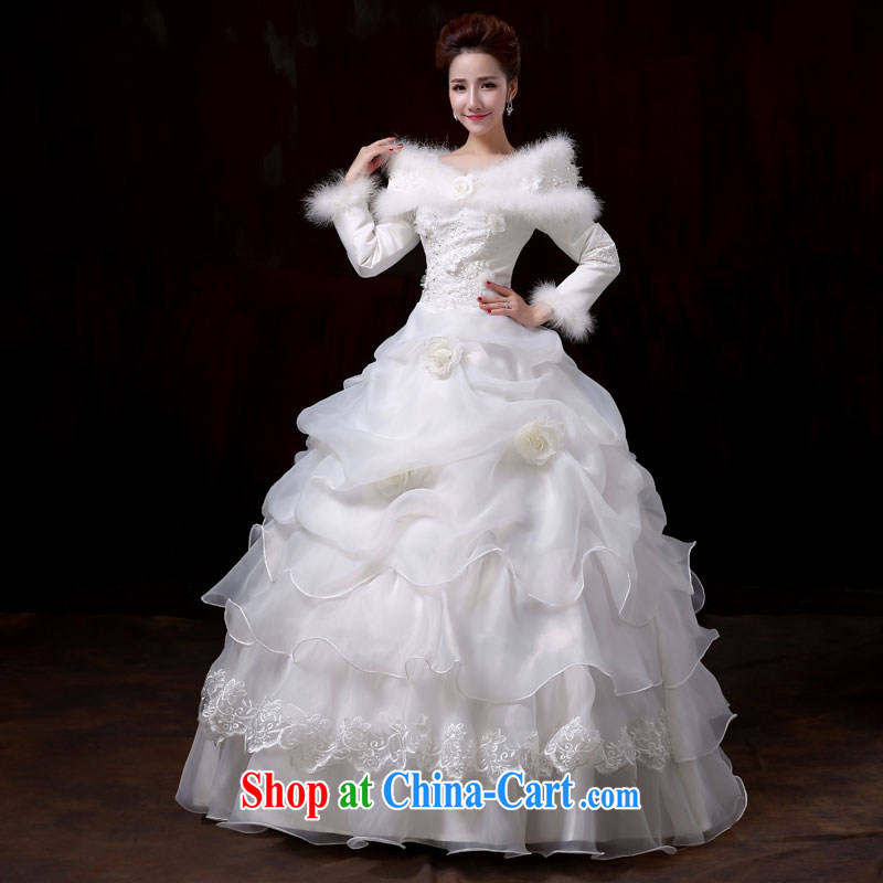 My dear bride in winter, the long-sleeved cotton with wedding dresses Korean version the code graphics thin 2014 new winter cake wedding female XXL, my dear bride (BABY BPIDEB), online shopping