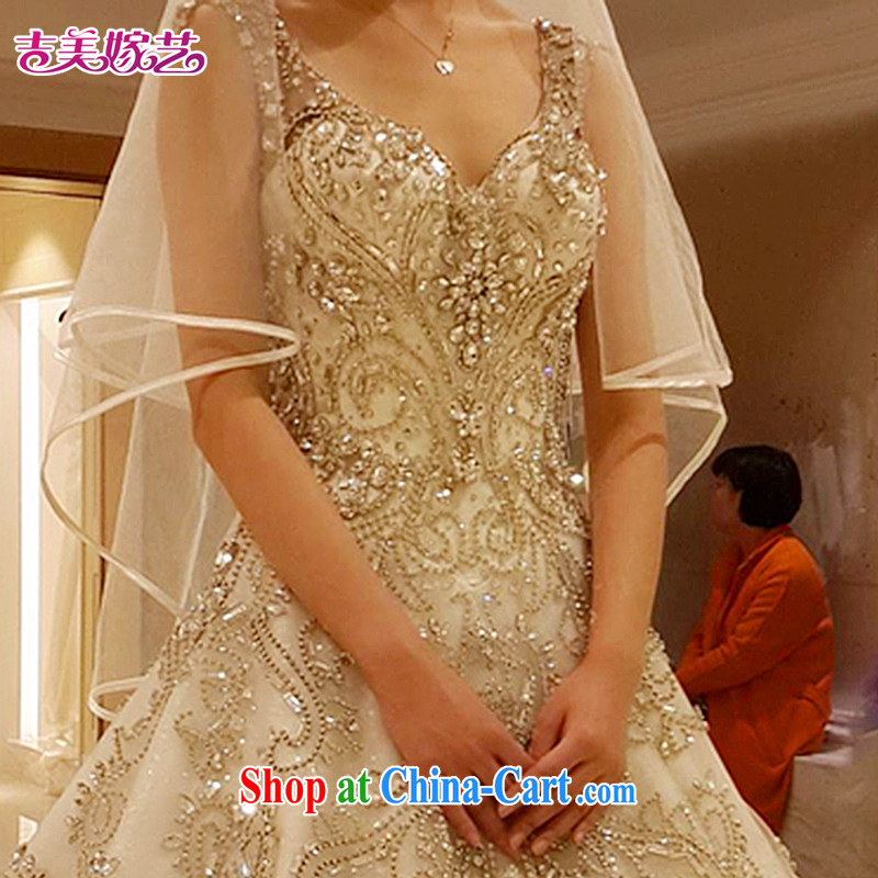 Jimmy married arts 2015 new wedding dresses shoulders Korean version the tail water drilling shaggy skirts HT 7697 wedding, crystal diamond, resin drill with XXXL, Jimmy married arts, shopping on the Internet