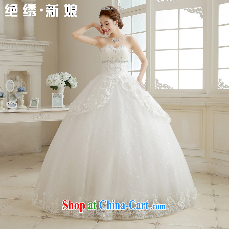 There is embroidery bridal fall and winter new 2015 modern Korean wood drill erase chest high waist larger graphics thin with pregnant women bridal wedding dresses white tailored final